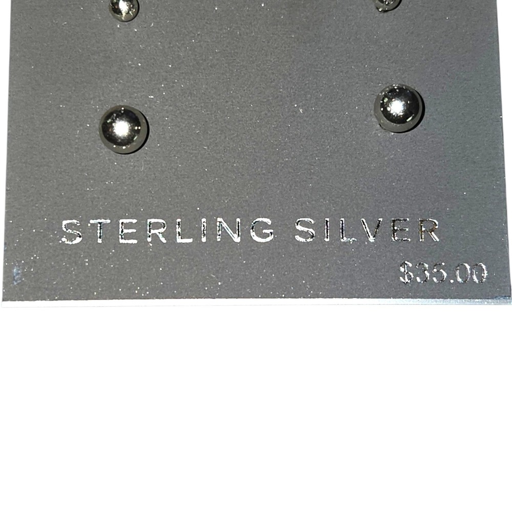 Primrose Ball Stud Earrings Set 925 Sterling Silver 3 Pair Set 2mm 3mm & 5mm NWT - Picture 2 of 5